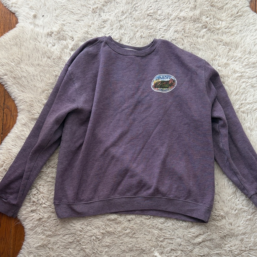 Purple Sweatshirt with Boulder Patch